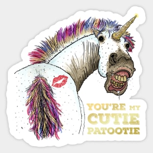 Flirty Weird Unicorn - Cutie Patootie Sticker